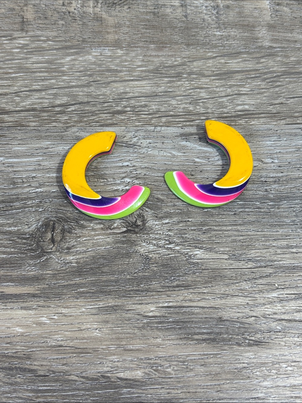 Vintage Yellow Multicolor Hoop Earrings